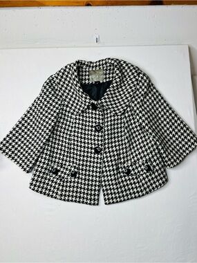 Mac & Jac black & white houndstooth wool blend cropped jacket